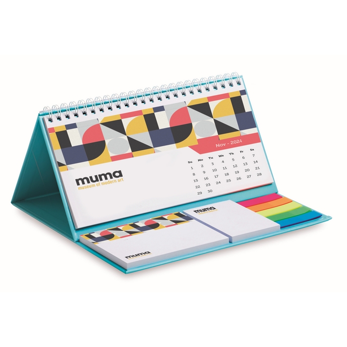 Calendario de Sobremesa con Tapa Dura, Bloc de Notas y Adhesivos